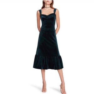 Betsey Johnson Everglade Dress Green Velvet Sleeveless Sweetheart Size Small